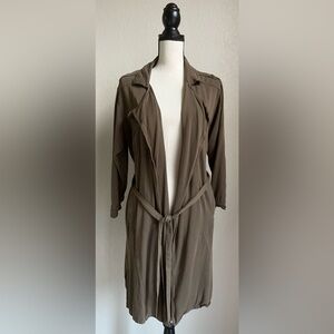 Carly Jean Olive Green Belted Trench Coat
